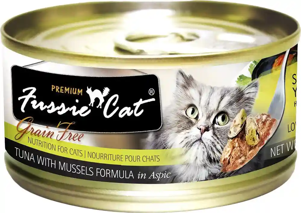 Fussie Cat Premium Tuna With Mussels Formula in Aspic Grain-free Canned Cat Food 2.8-oz