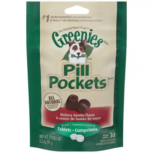 Pill Pockets Tablet Size Hickory Smoke Dog Treats - 3.2oz Pouch