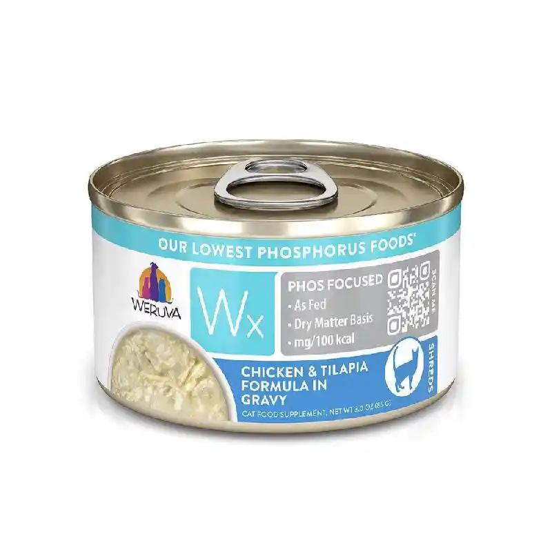 Weruva Wx Phos Focused, Chicken & Tilapia Formula in Gravy, 3oz Can