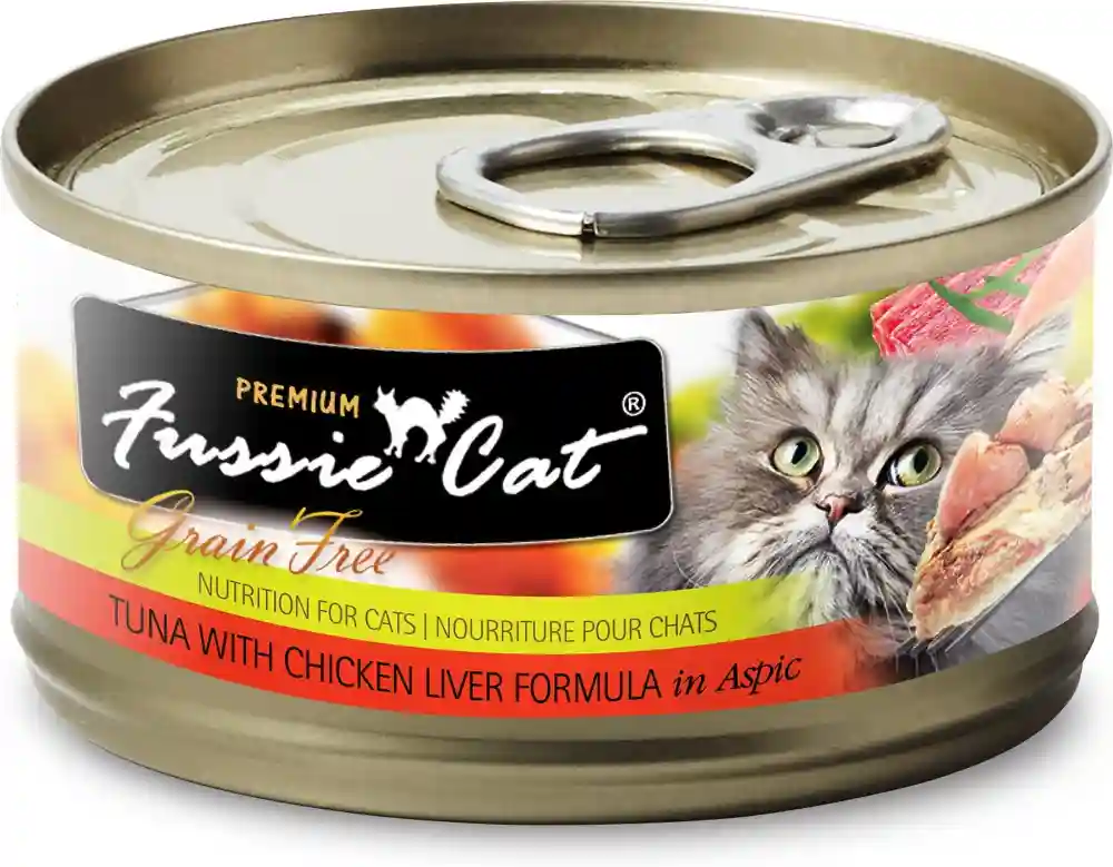 Fussie Cat Premium Tuna With Chicken Liver Formula In Aspic Grain-free Canned Cat Food 2.82-oz